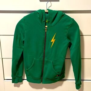 KIDS BOLT PRINT ZIP HOODIE - KELLY GREEN